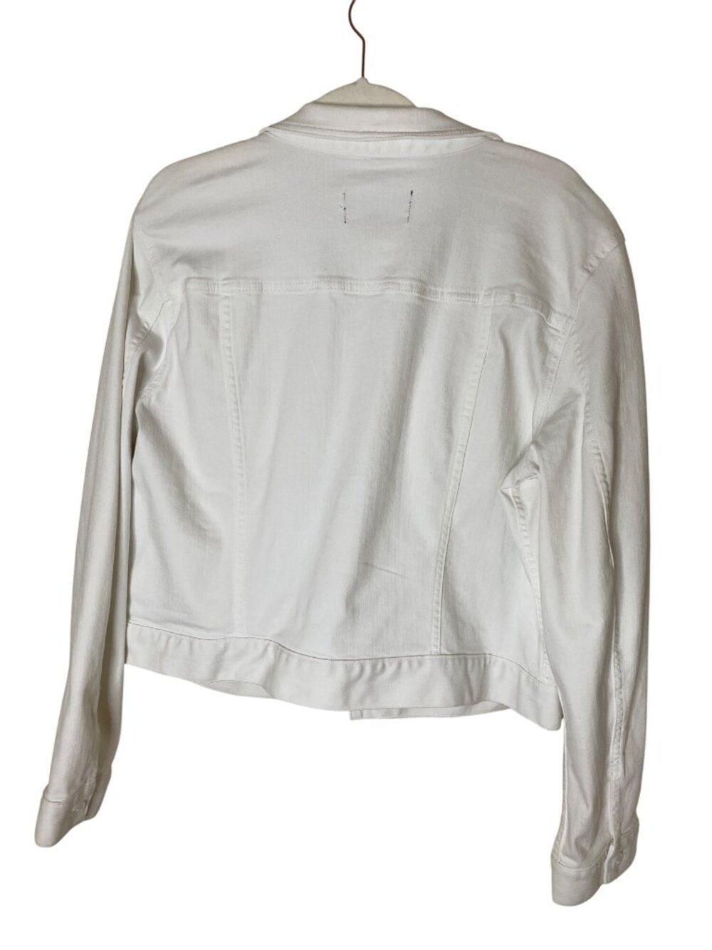 Ann Taylor Womens XL White Denim Jacket Stretch Button Front Trucker Coat - Picture 2 of 7